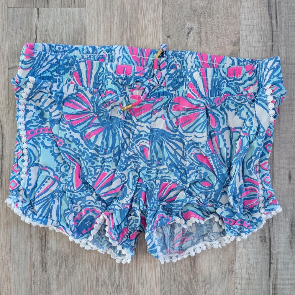 Lilly Pulitzer Kids Blue and Pink Floral Shorts, 10-12Y (V3)